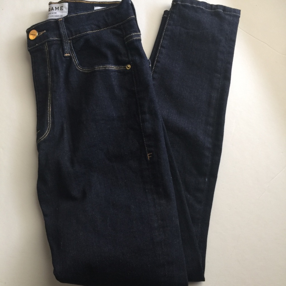 FRAME High Rise Skinny Dark Denim Jeans Size 24